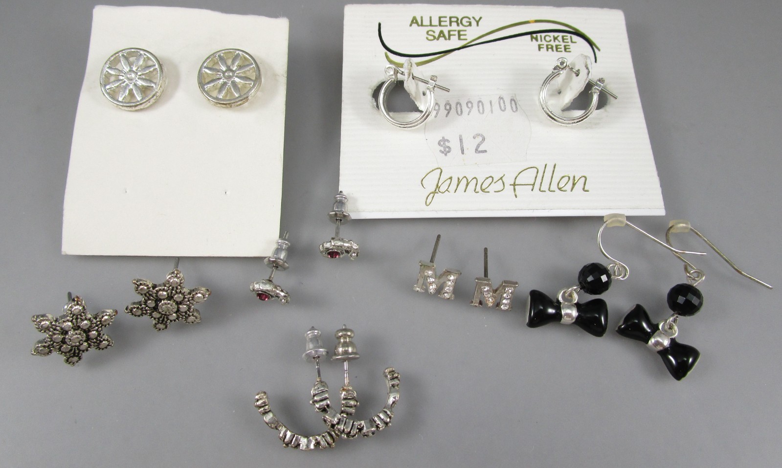 Vtg Mod Varying Silver tone Multi Styles LOT of 7 Post Pierced Earrings 151o