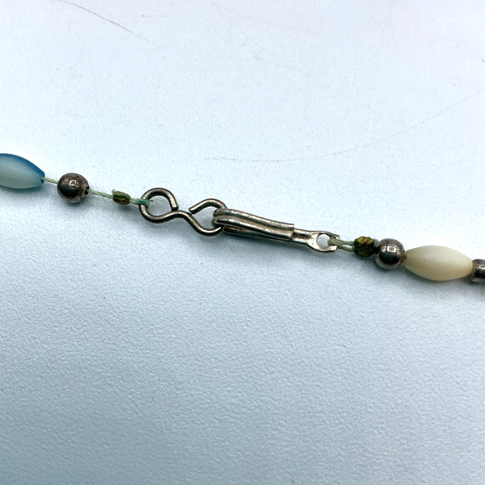 Vintage Multicolor Pastel Thin Bead 26″ Necklace Hook Clasp Blue Pink Yellow