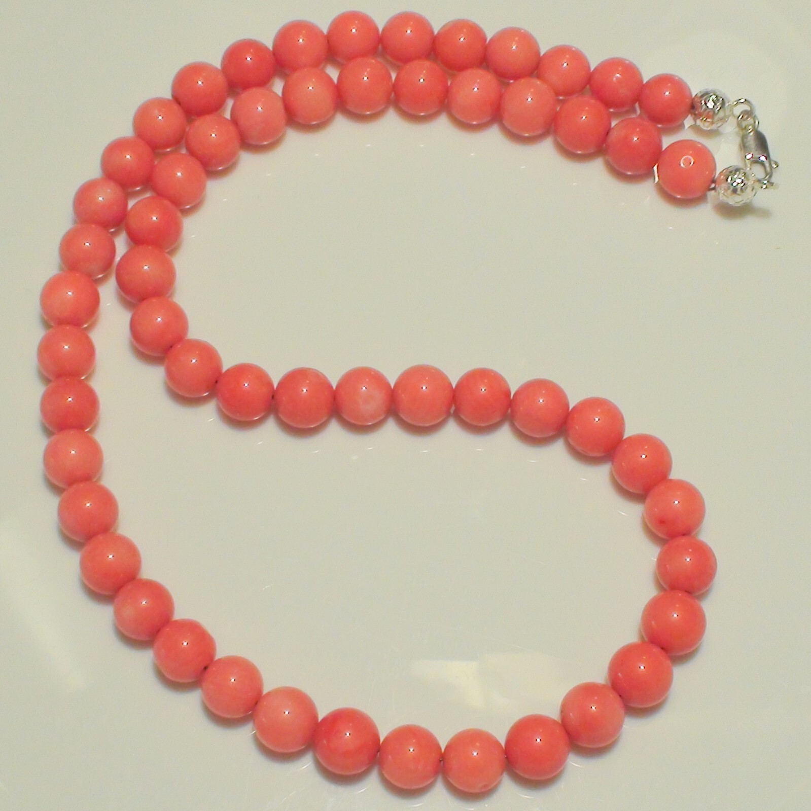 VINTAGE! 213.25ct 100% NATURAL PINK SALMON JAPANESE MOMO CORAL 925 SILVER CLASP
