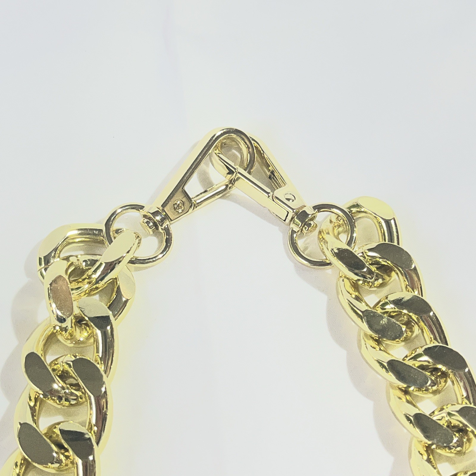 Yellow Gold Plate 20mmmm Wide Thick Curb Adjustable Link Chain Necklace