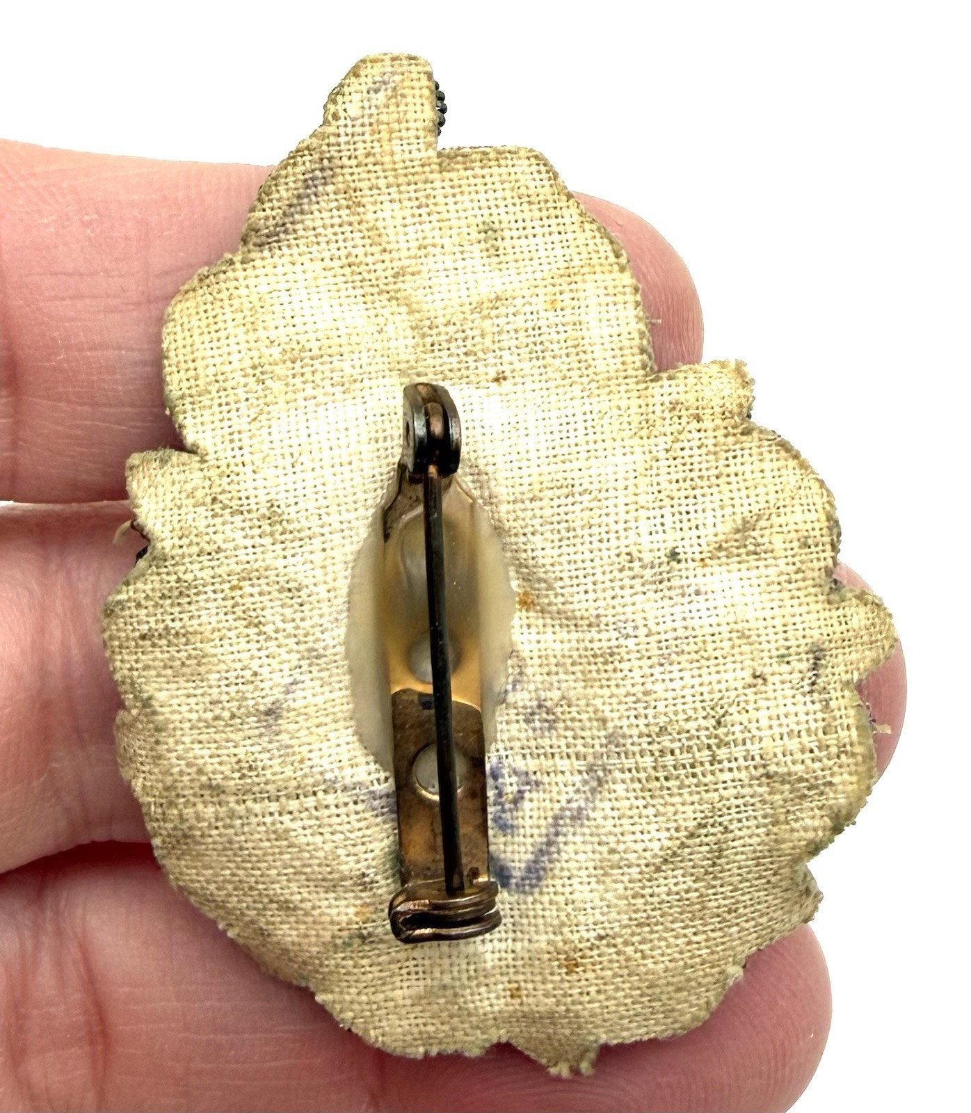 Vintage / Antique Zari Queen Brooch Pin Wire Fabric Glass Beads