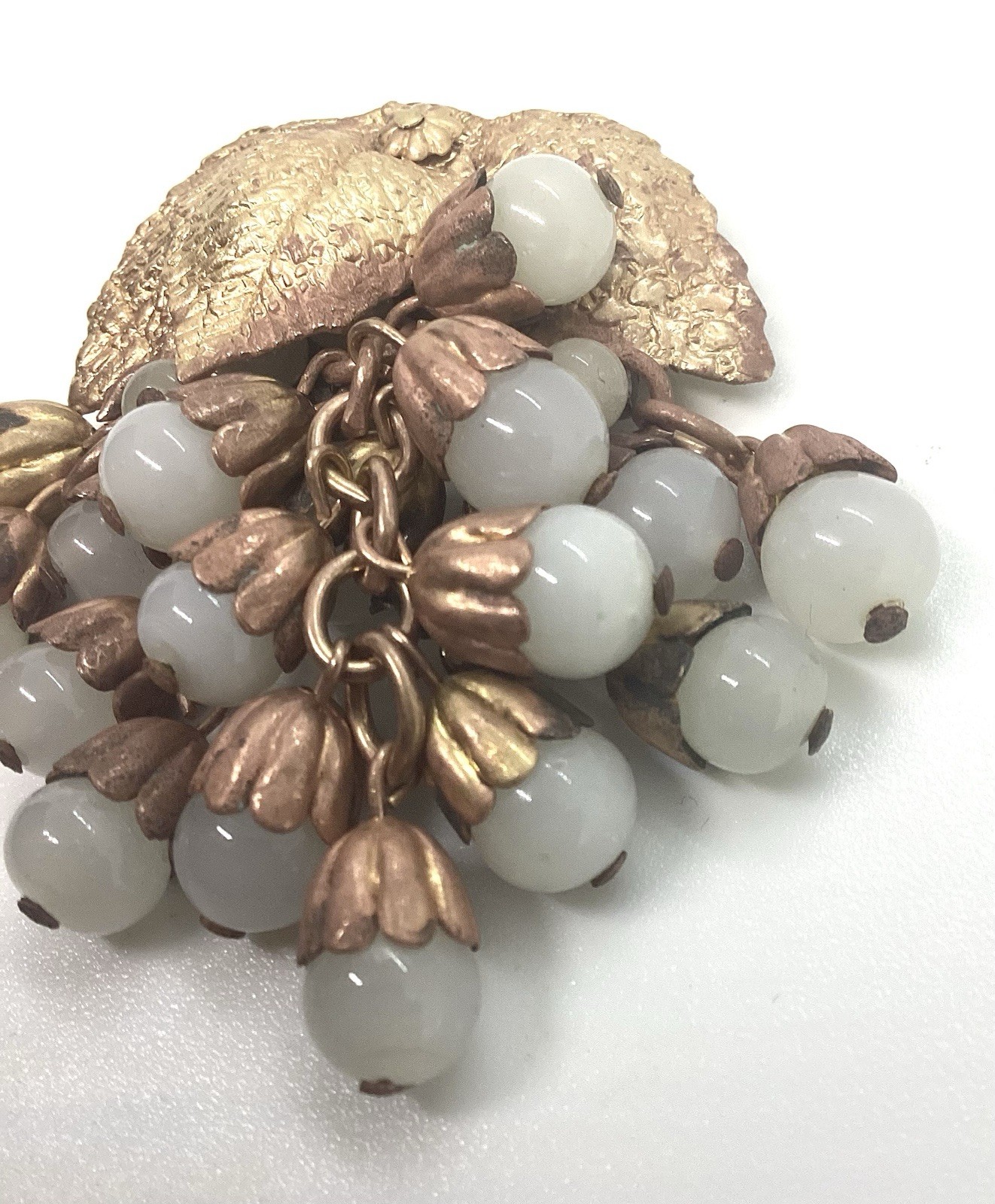 Miriam Haskell Early Handmade Gripiox Drop Dangle 2 Inch Brooch