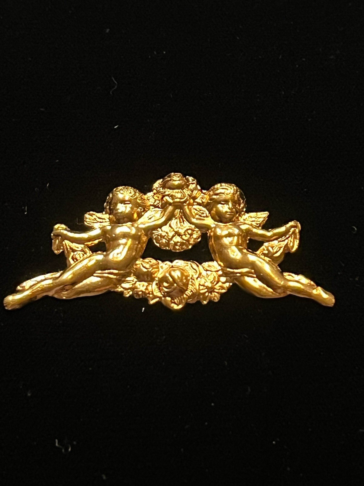 Vintage Cherub Gold Plated Brass Stamping for Jewelry Design NOS 22K Gold Plated
