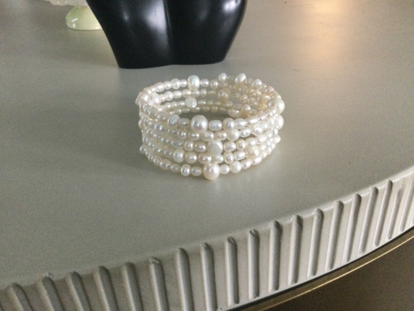 Vintage Real Baroque/ Fresh/ Cultured Pearl Stack Multi-Coil Wrap Bracelet