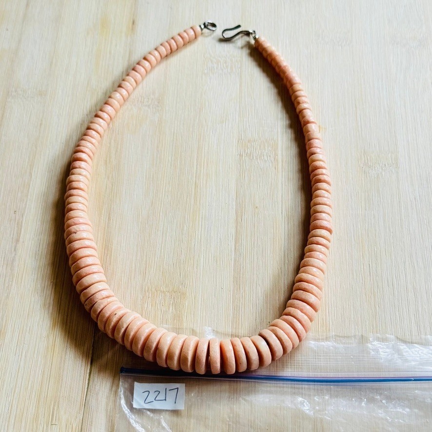 VTG Pink Sponge Coral Beaded Necklace BOHO Genuine Real Graduated Beads 60g 19″
