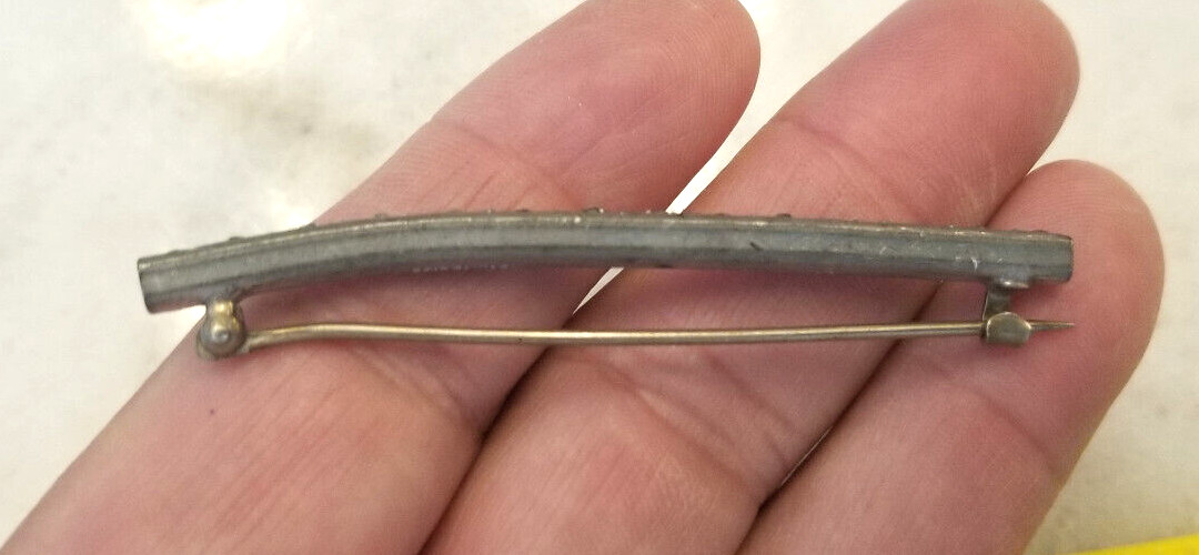 14-Rhinestone Antique PIN BROOCH~FISHON SILVERITE Art Deco 2.5″ Vintage Jewelry