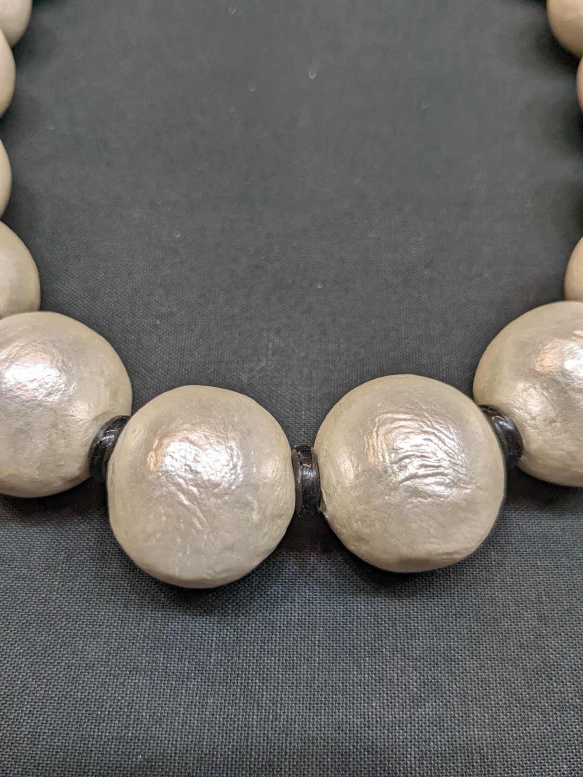 Vtg Lorrain Bell Large Light Faux Pearl Bead Necklace Chunky Runway Statement