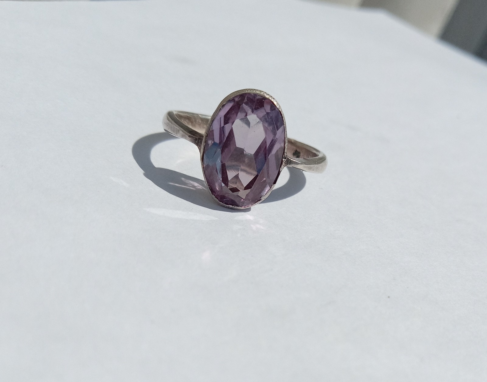 Vintage Beautiful Ring purple stone Silver 875 star USSR times Jewelry size 6.75