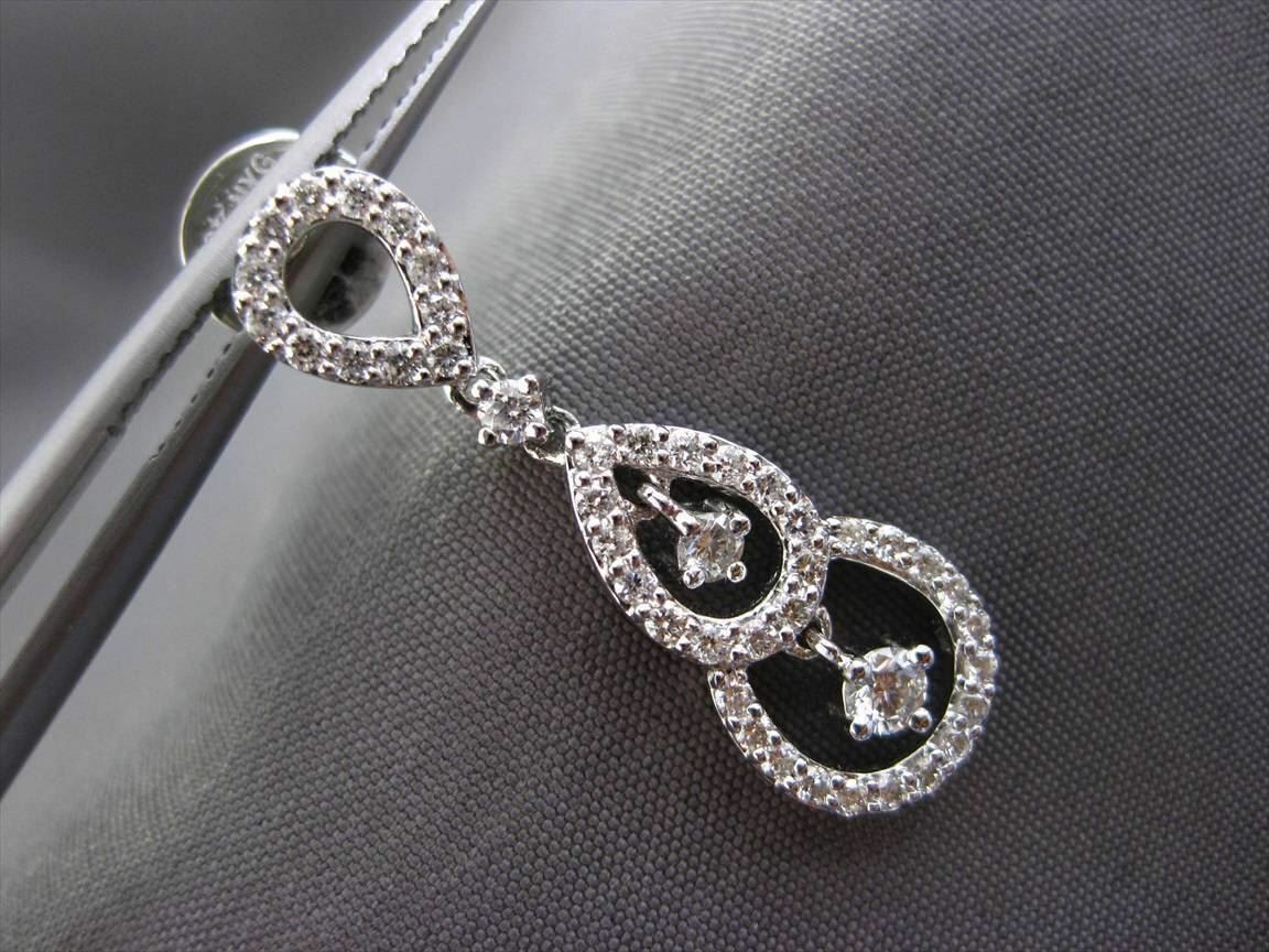 ESTATE .77CT DIAMOND 18KT WHITE GOLD FLOATING CHANDELIER EARRINGS F/G VVS VS