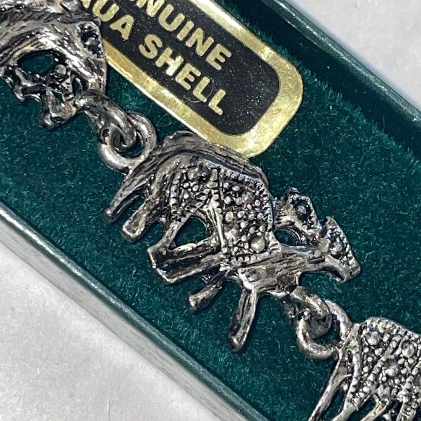 Vintage Genuine Paua Shell Bible Story Noah’s Ark 7.25″ Bracelet Sterling Silver