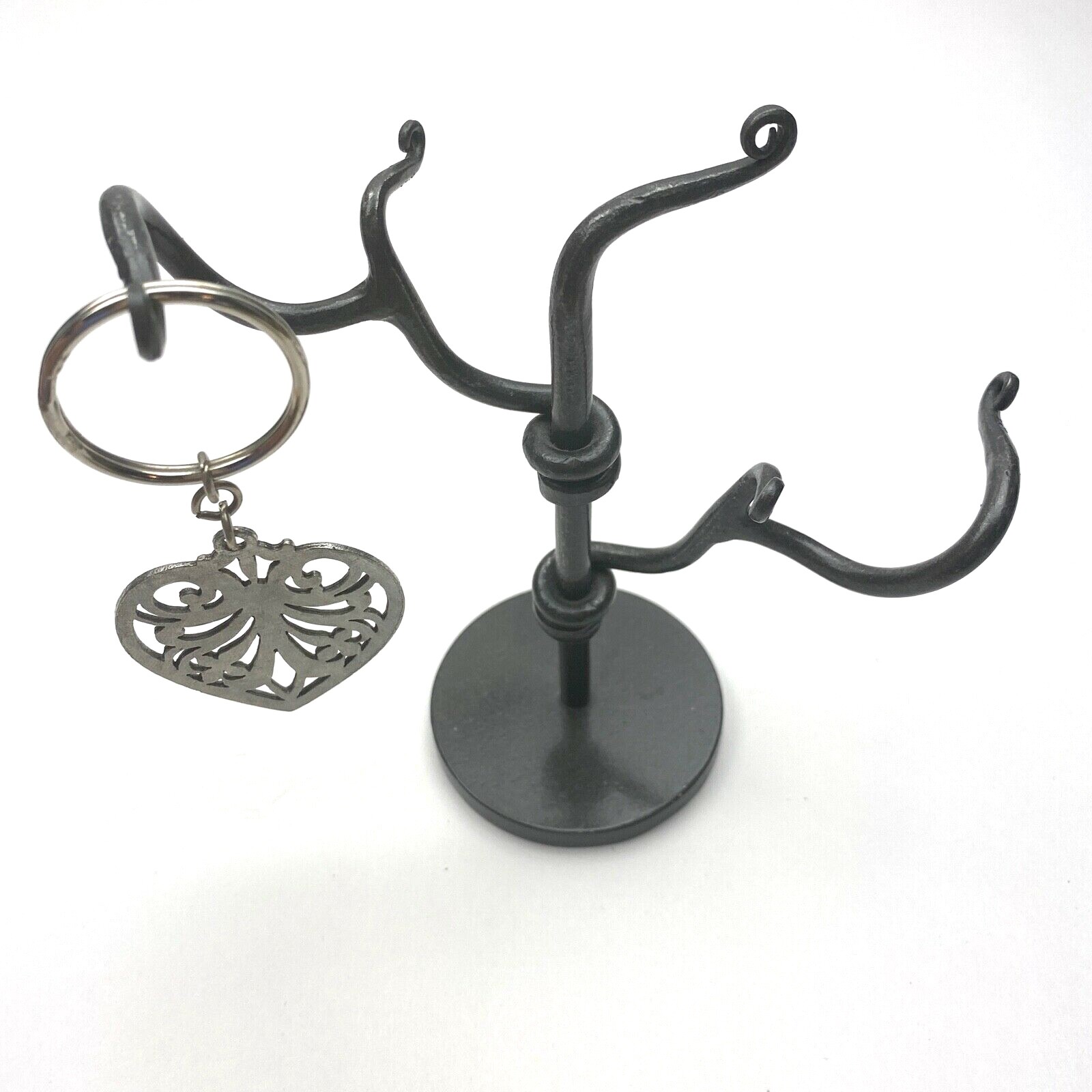 Vintage Pendant Heart or Key Ring 70’s Metzke Carved Out Skandia Pewter Metal