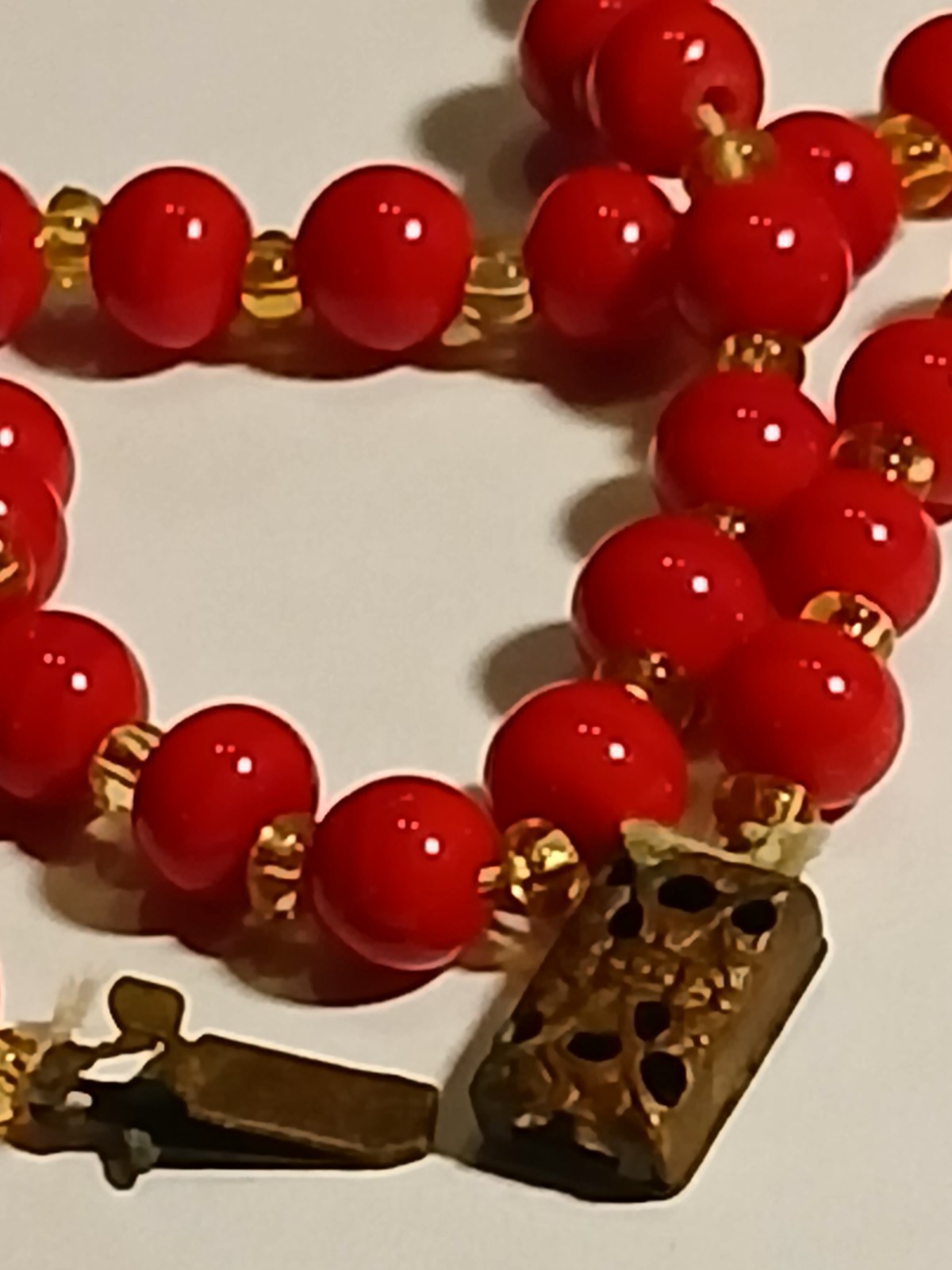 Antique real blood red coral beaded amber Seed Bead spacers necklace 6mm 60″