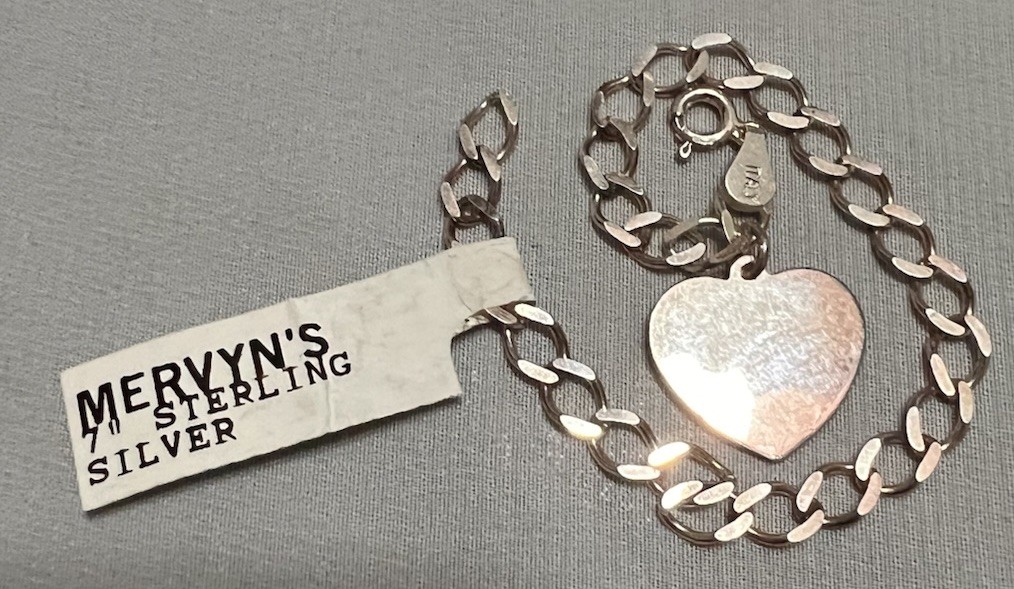 6 & 3/4″ ITALY Sterling Silver HEART Starter CHARM BRACELET Vintage w/ Tag