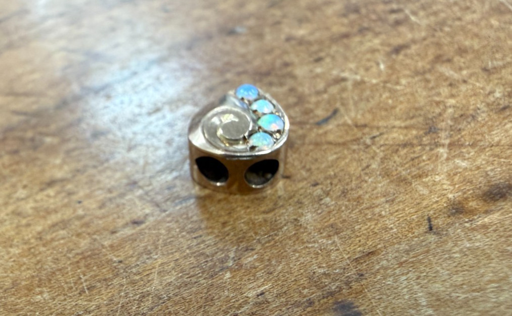 Antique Victorian Era 14k Yellow Gold & Opal Slide Pendant Charm