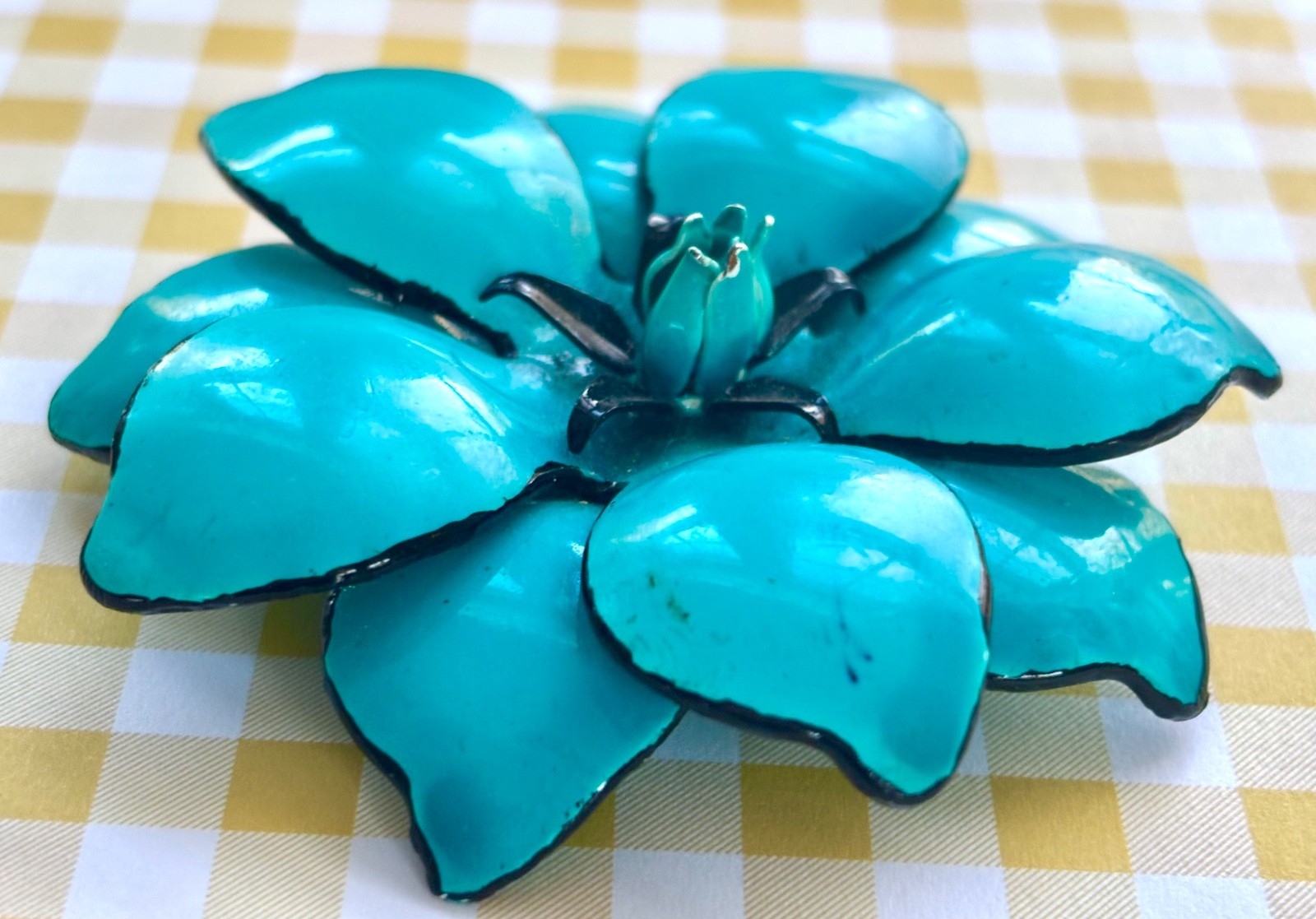 HUGE! blue Vintage FLOWER Brooch PIN Lightweight RETRO Spring Bloom💙💐