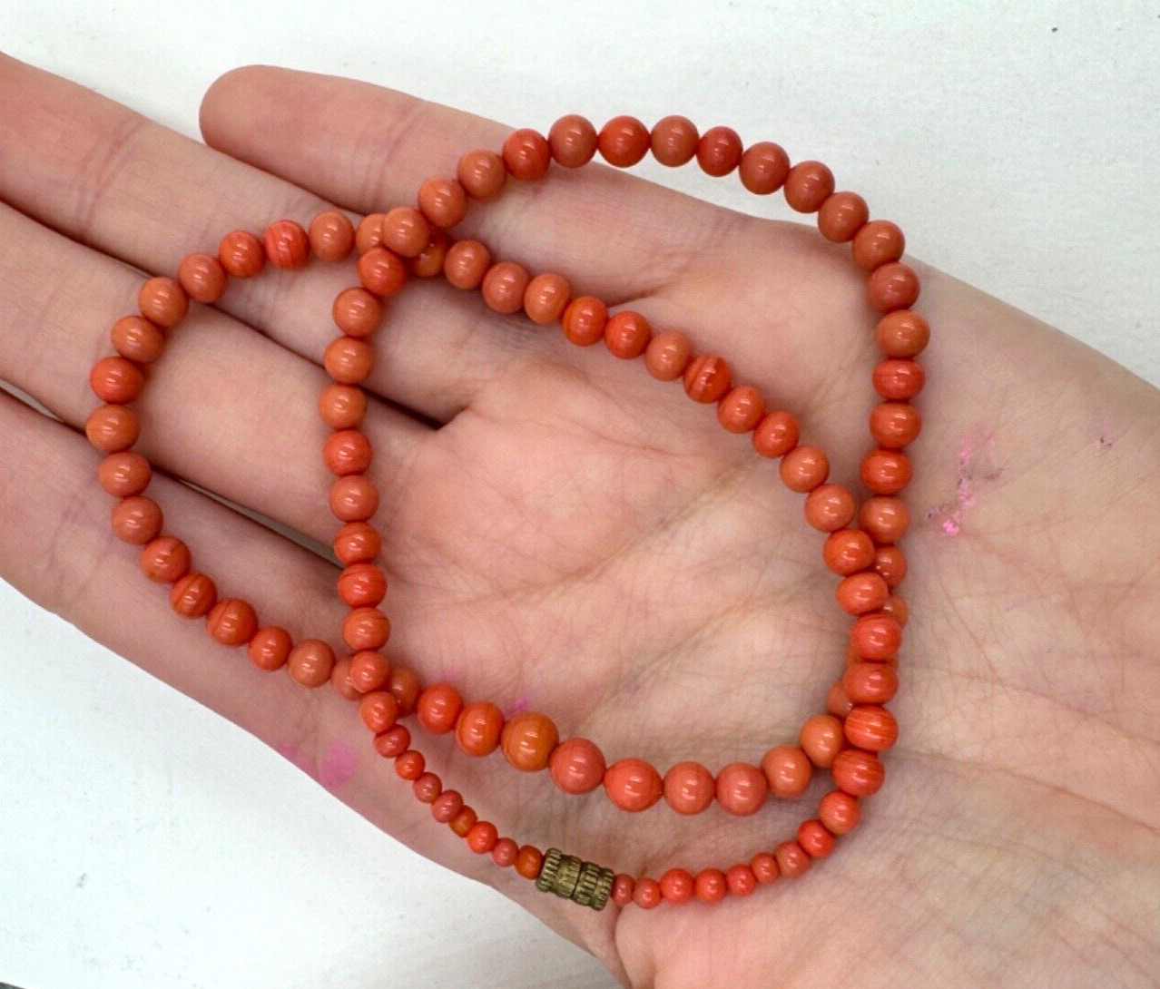 NATURAL GENUINE CORAL 150 Years Old ANTIQUE VICTORIAN NECKLACE 1 STRAND CHOKER