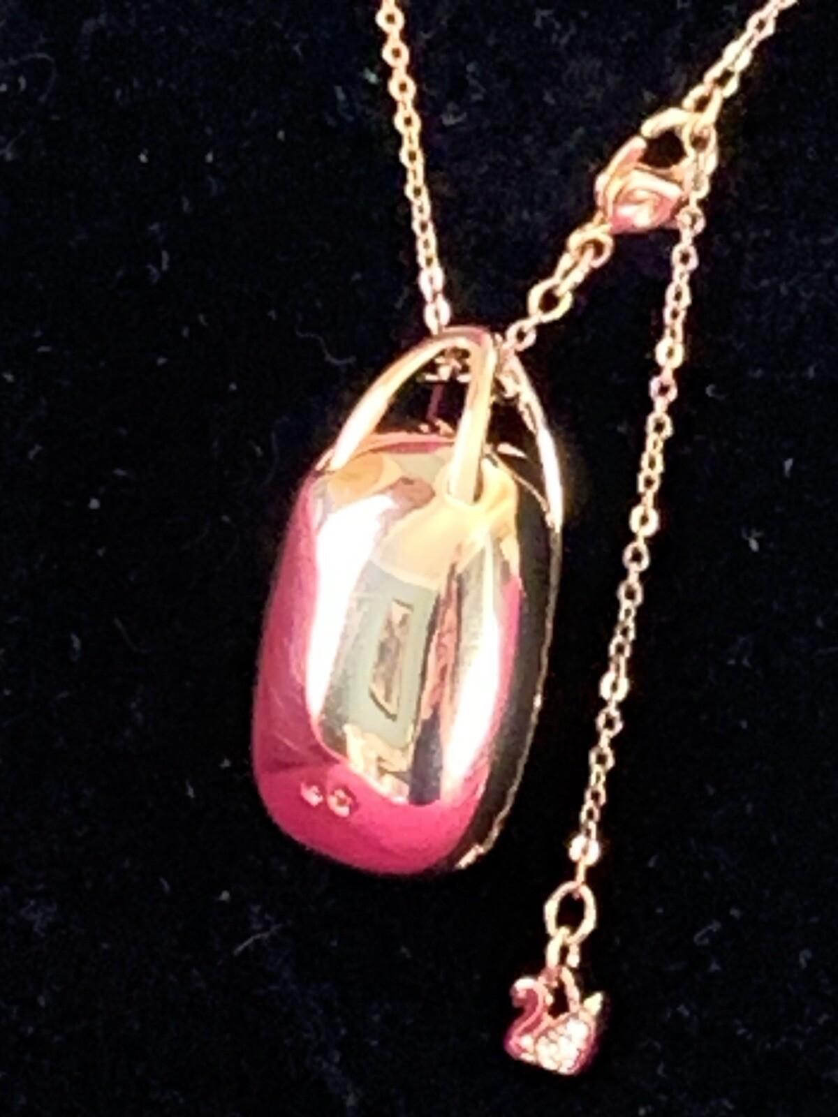 💎RARE – SWAROVSKI (Signed) Stunning “SILVER NIGHT” Pendant Necklace Rose Gold💎