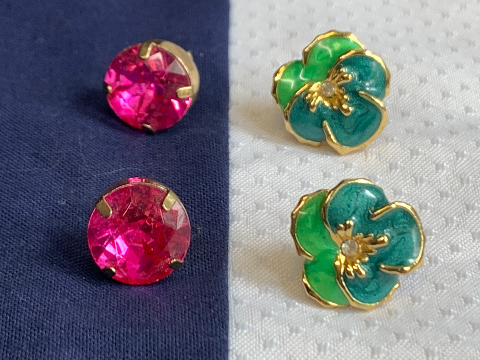 Vtg Earring Lot Costume Jewelry Enamel Faux Pearl Tigers Eye Hematite Malachite