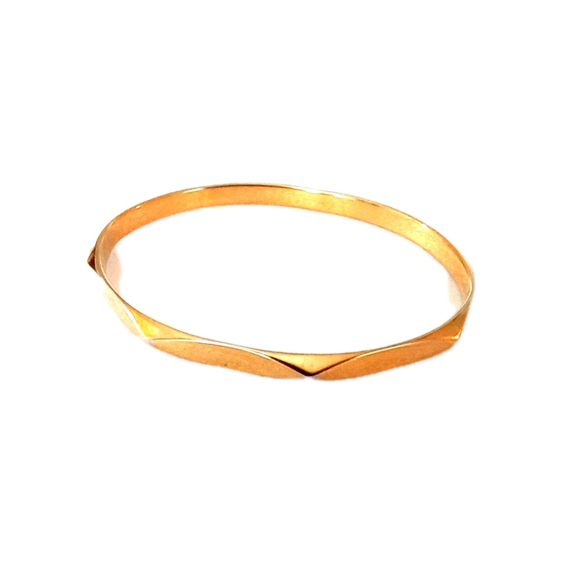 Vintage Monet Faceted Bangle Bracelet Polished Gold Tone 7 1/2 in