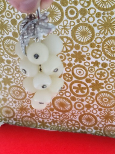 Large Vintage Rhinestone and Free Moving Lucite Bunch of Grapes Brooch.