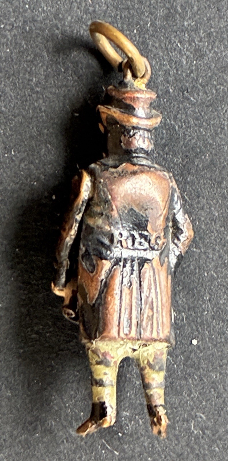 Antique Painted British Miniature Charm Figure, Englishman w Newspaper, Dickens