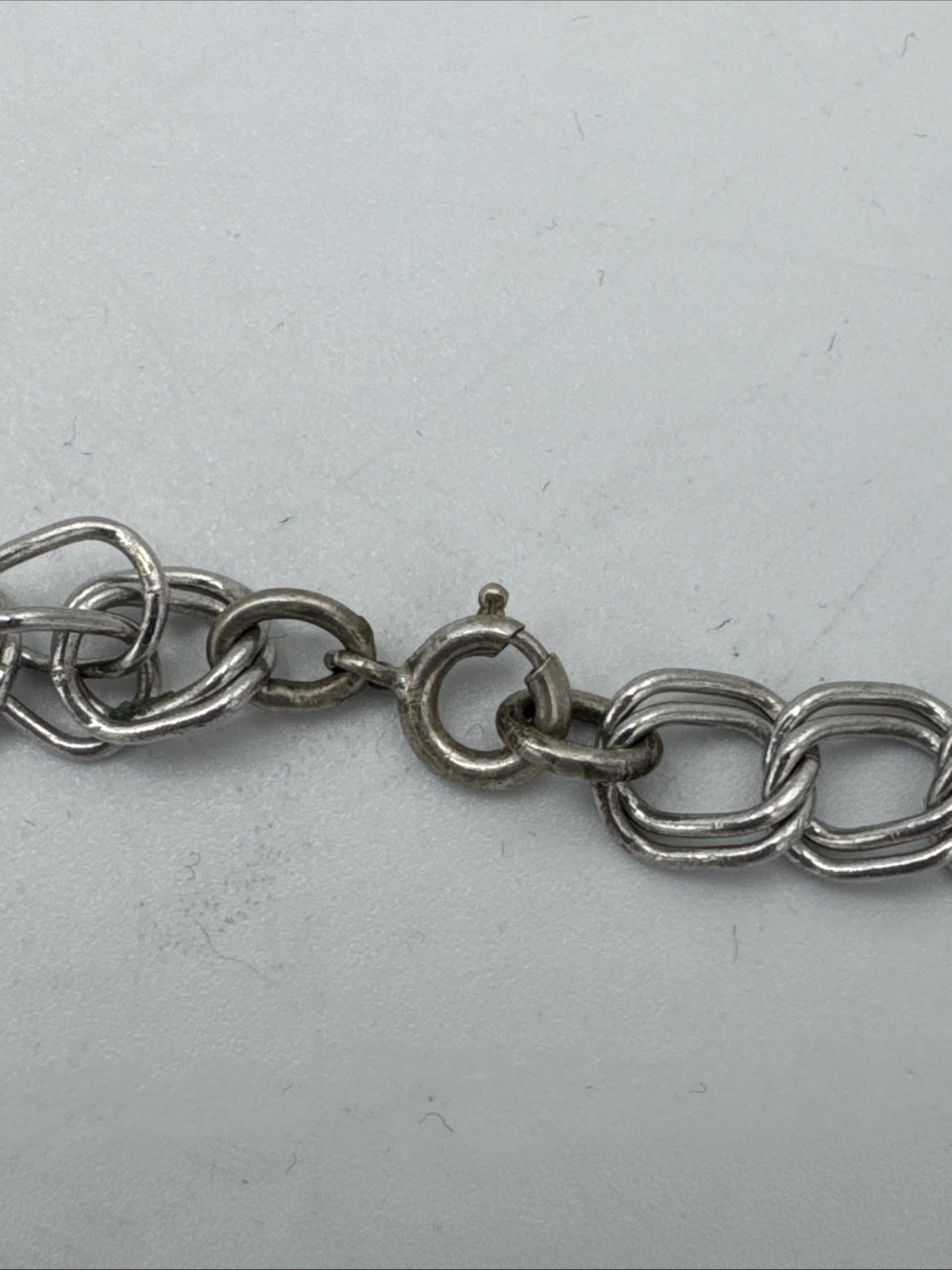 Vtg Sterling Silver 925 Double Link Chain Disney Micky Mouse Charm Bracelet 6.75