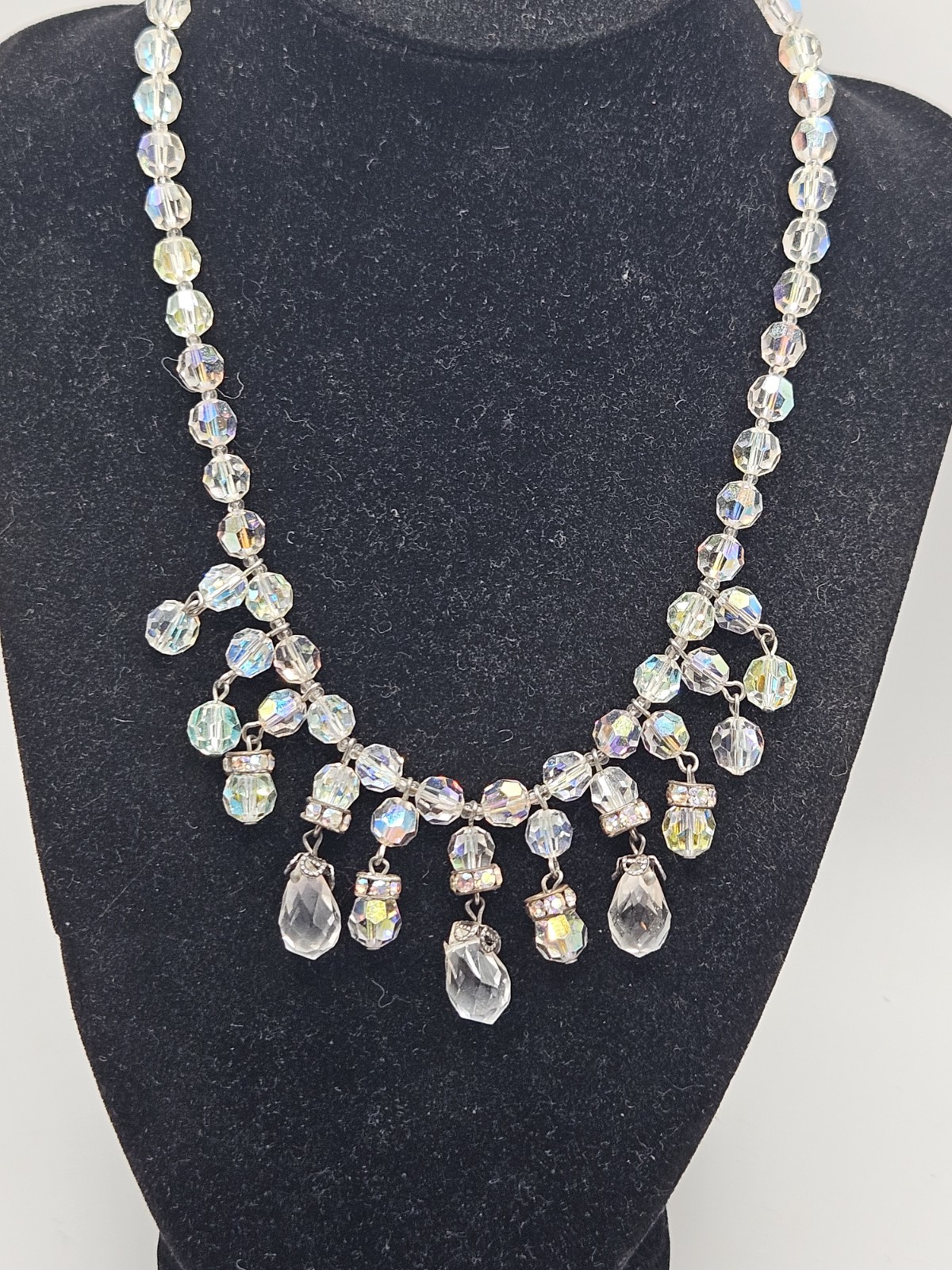 Vintage Austrian Crystal Necklace, Earrings, Bracelet, And Brooch Set.