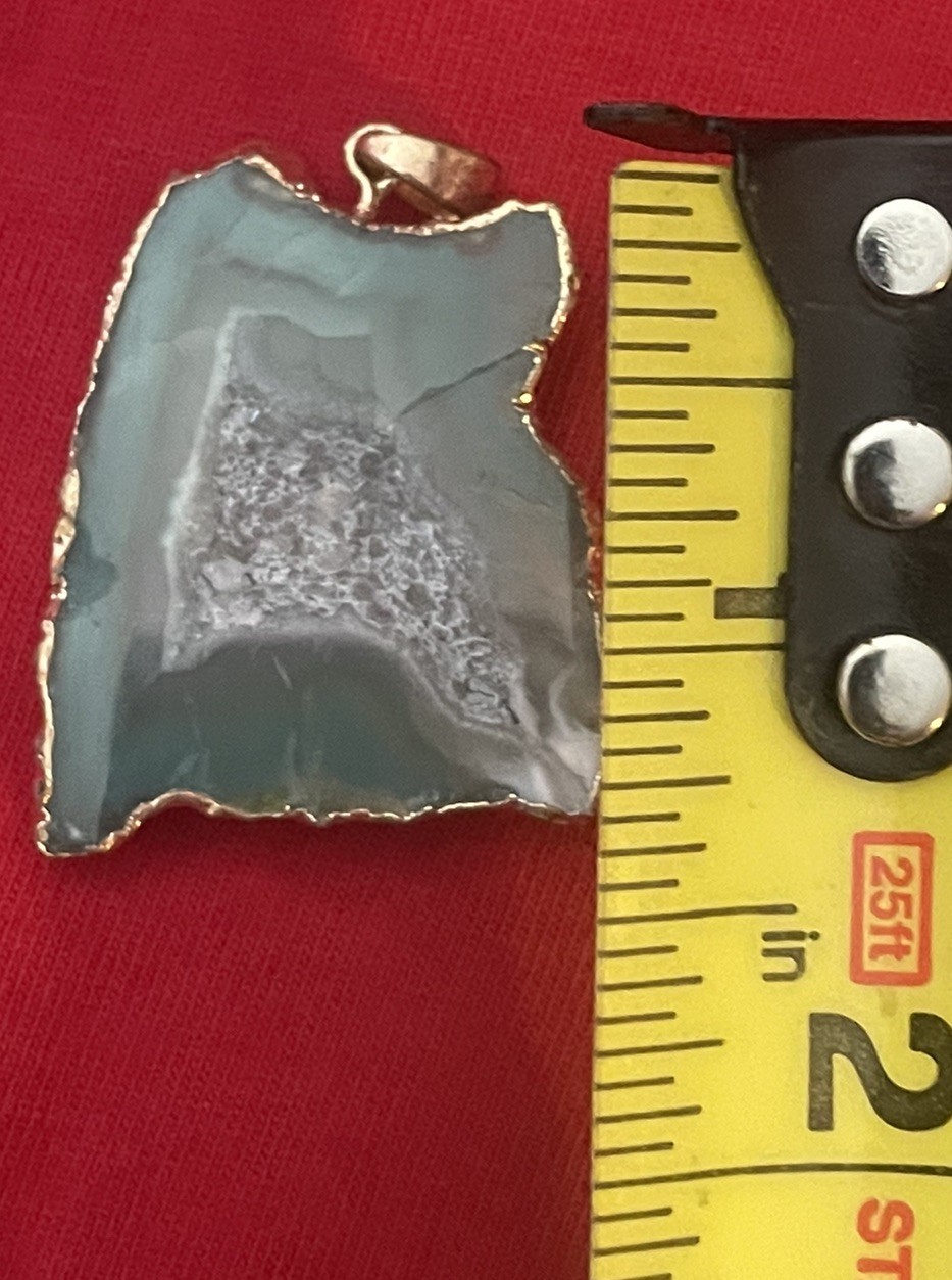 Green Slice Geode Agate Pendant Setting-Handmade (1)