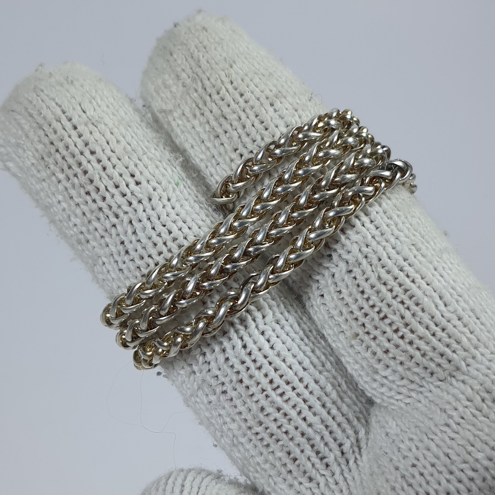 Vintage Spiga Wheat Chain Necklace Silver Tone Toggle Clasp 52cm Heavy Link