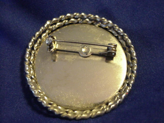 Cloisonne Enamel Vintage Round Dome Pin Brooch 1 1/2 ” across