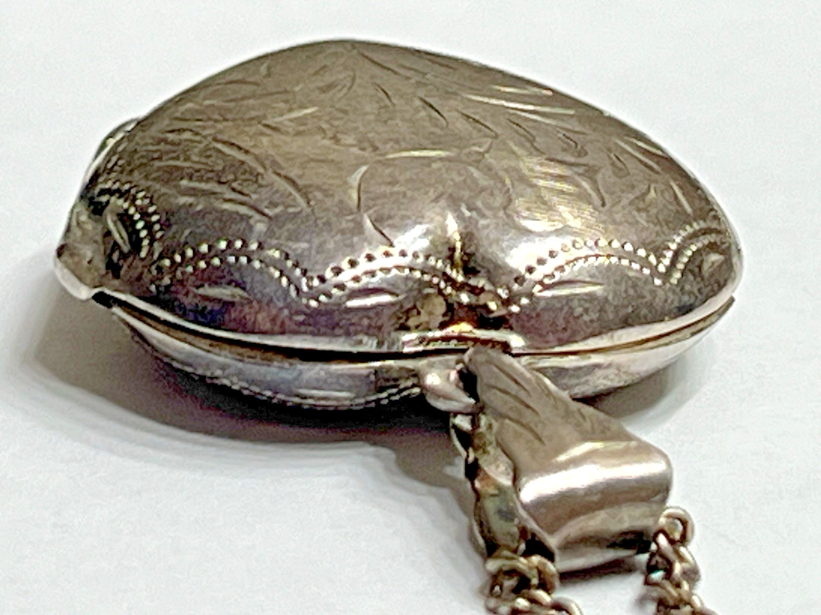 Sterling Silver Heart Necklace Pendant Puffy Locket Chain 925 Vintage Signed US