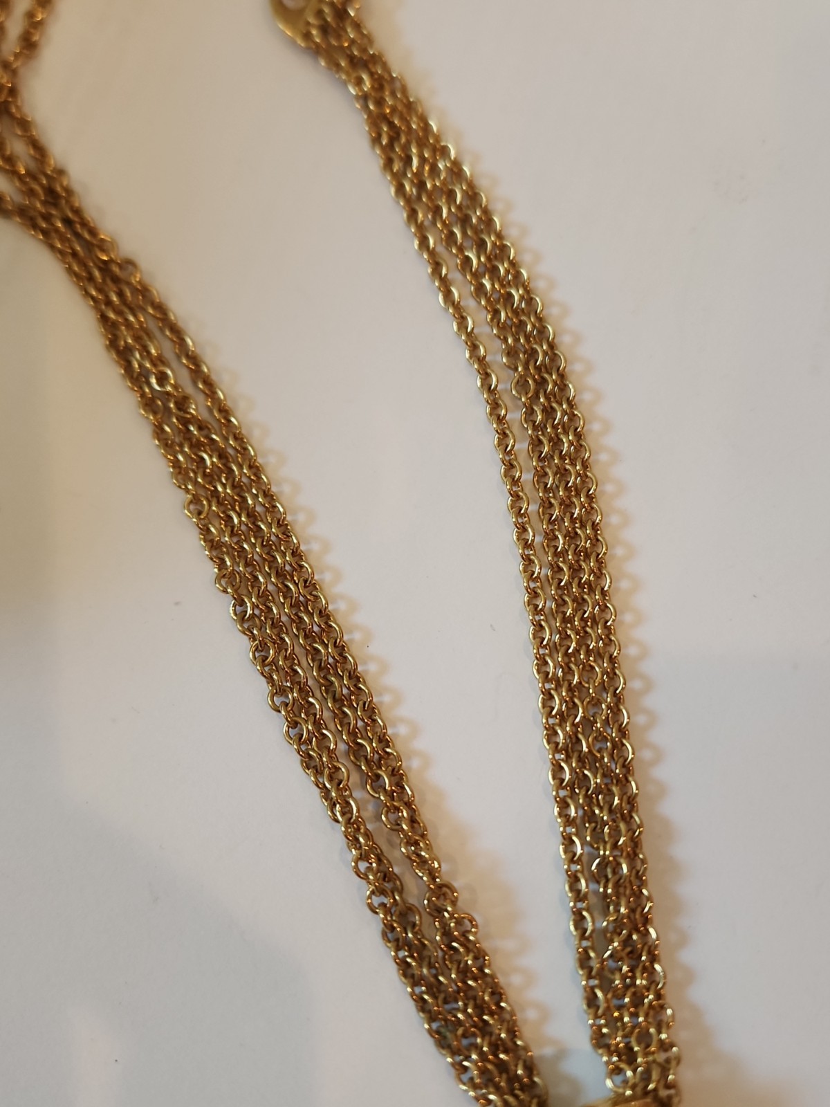 Vintage Monet 4 Strand Mesh Chain Gold Tone Statement Choker Pendant Necklace