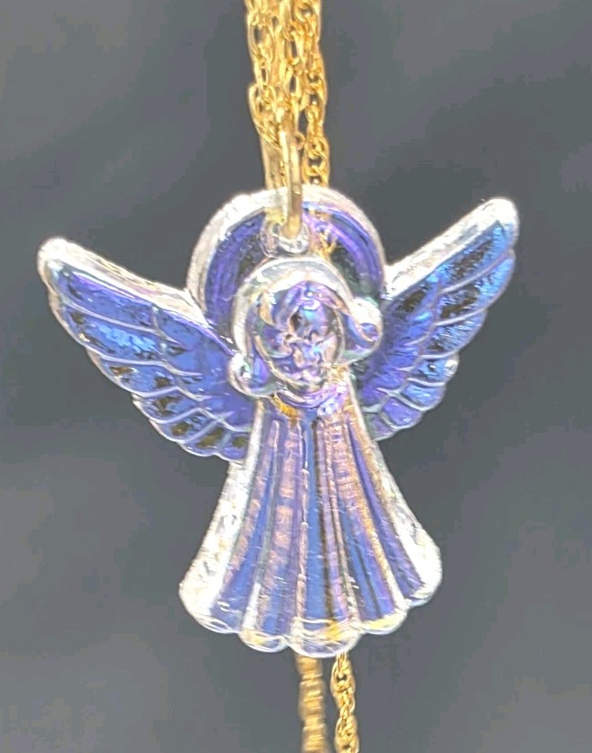 Aurora Borealis Angel Pendant on 14kt Yellow Gold-Filled Chain