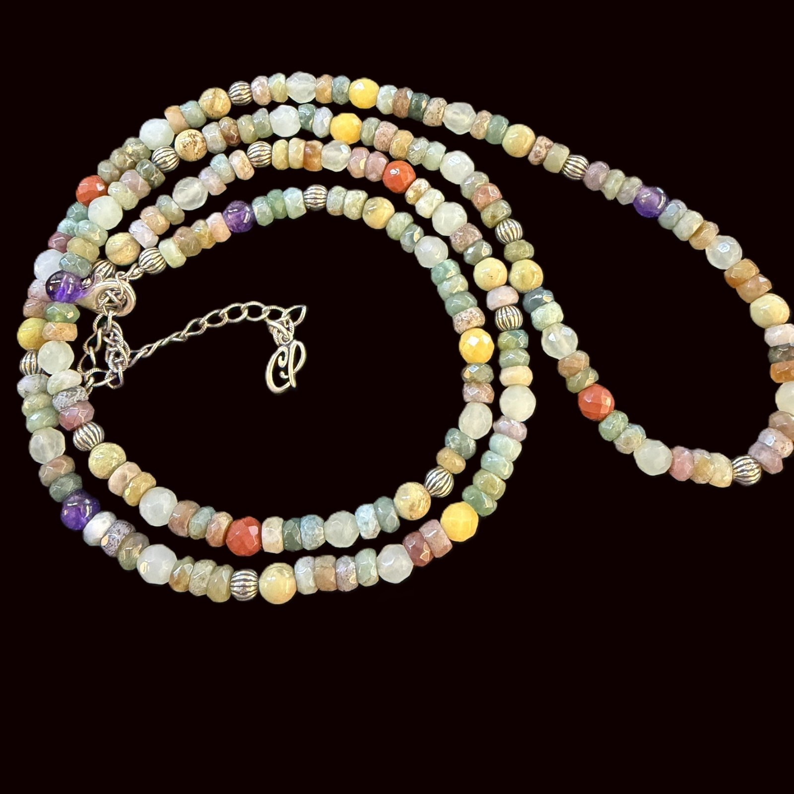 Carolyn Pollack Multi-gemstone 925 Sterling Beaded Necklace Amethyst Turquoise +