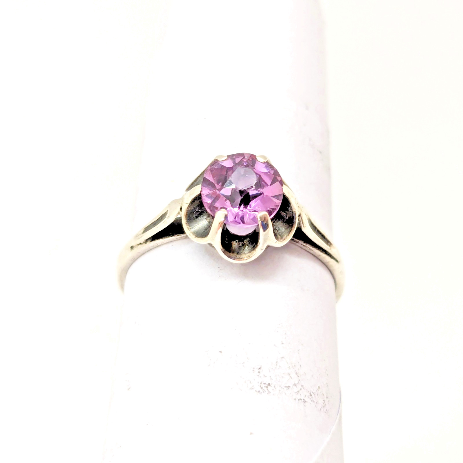 Vintage Soviet RING Silver⭐875 stamp Star with AMETHYST Stone -size: 7.25US| #11