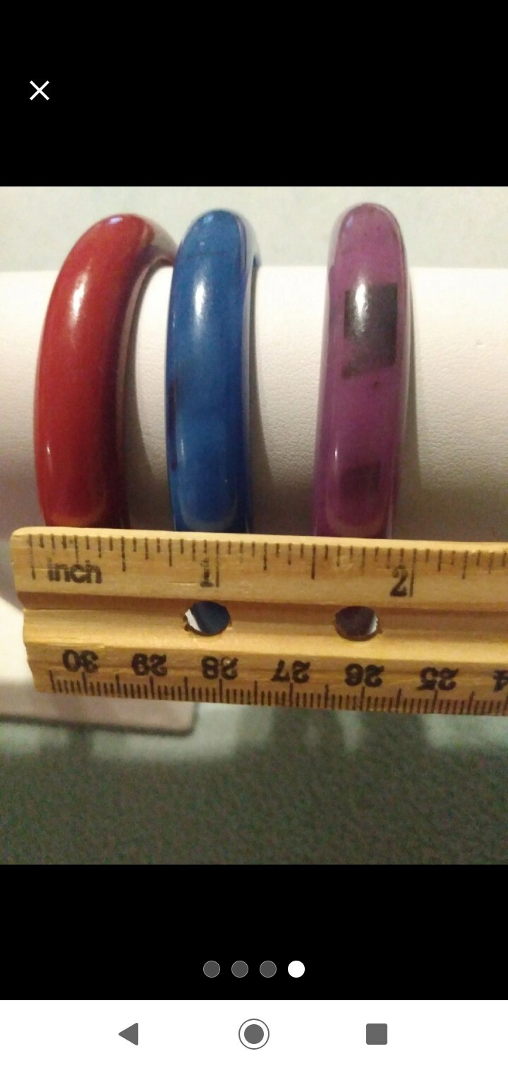 Fakelite bangle stack red violet blue
