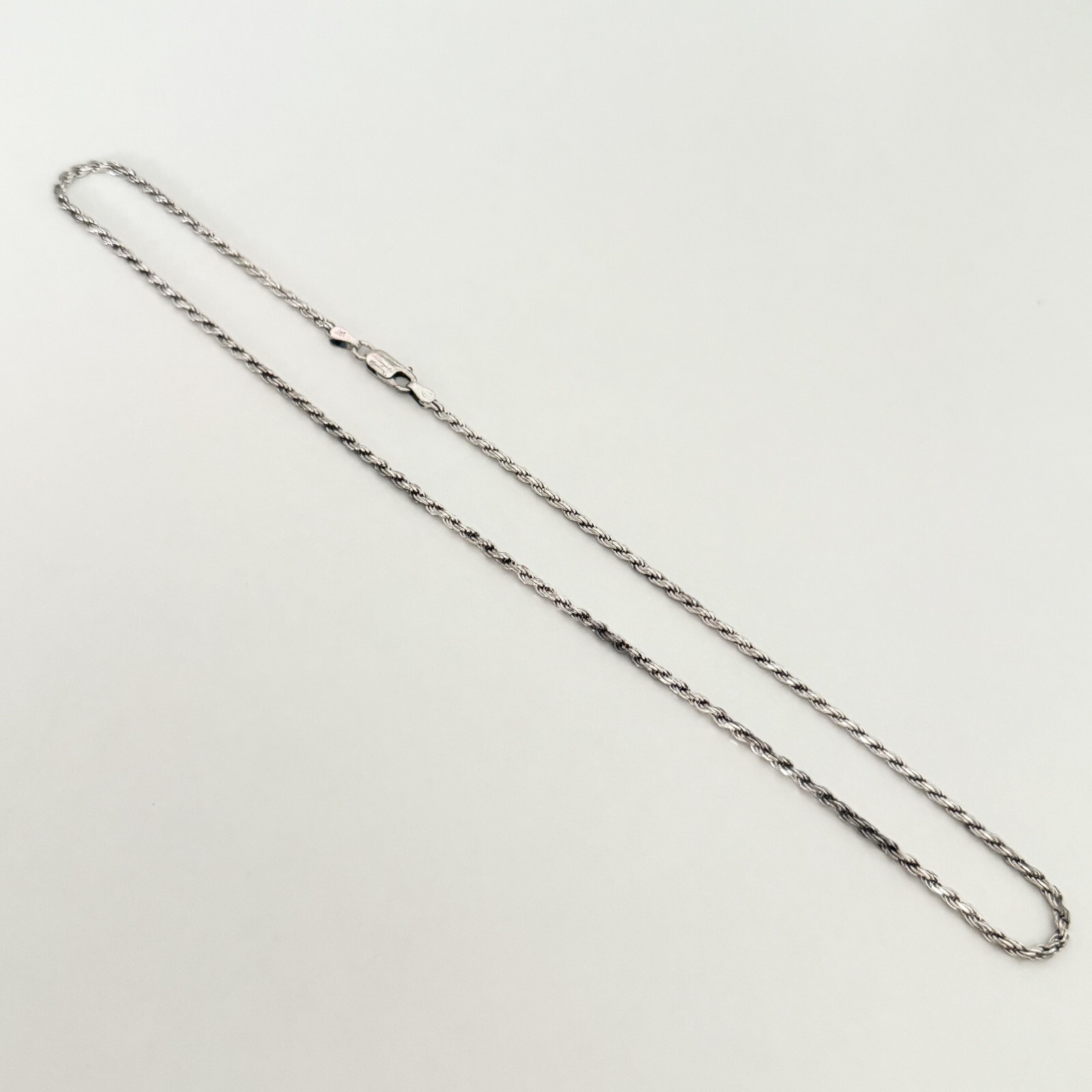 Vintage 925 Italy Sterling Silver Twisted Rope Chain Link Necklace 17.5″
