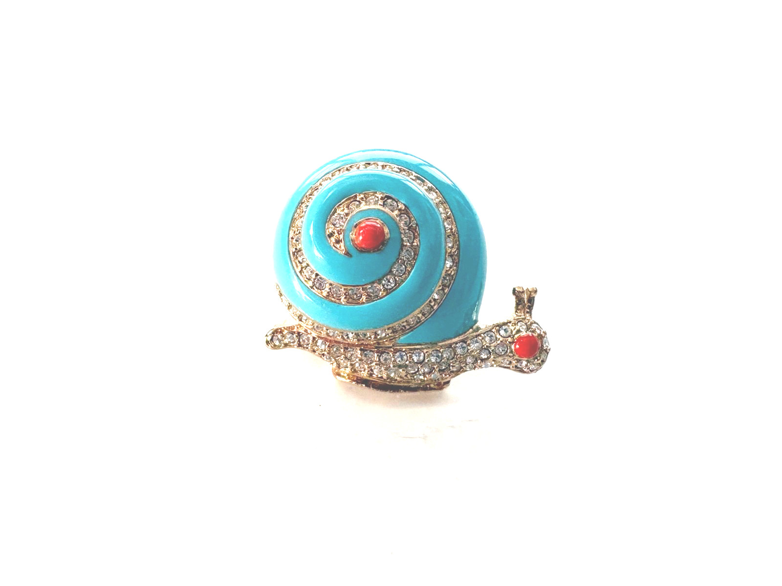 Carolee Turquoise & Coral Snail Pin w/ Rhinestones
