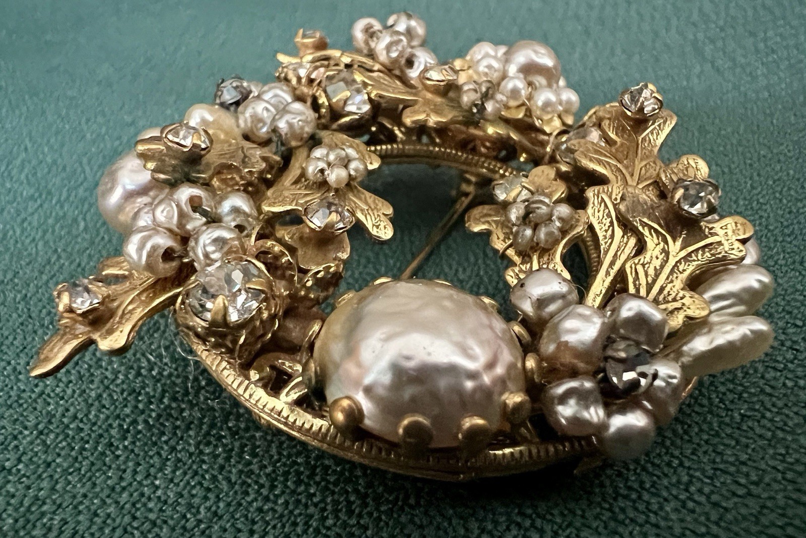 ORIGINAL BY ROBERT STUNNING PEARL RHINESTONE VTG BROOCH PENDANT MINTY CONDITION