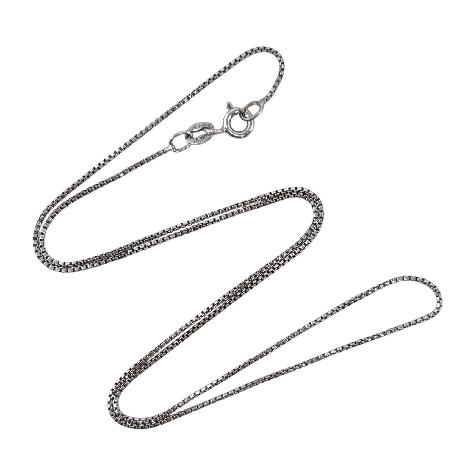 Vintage Italy Sterling Silver 925 Box Chain Necklace 16.5″