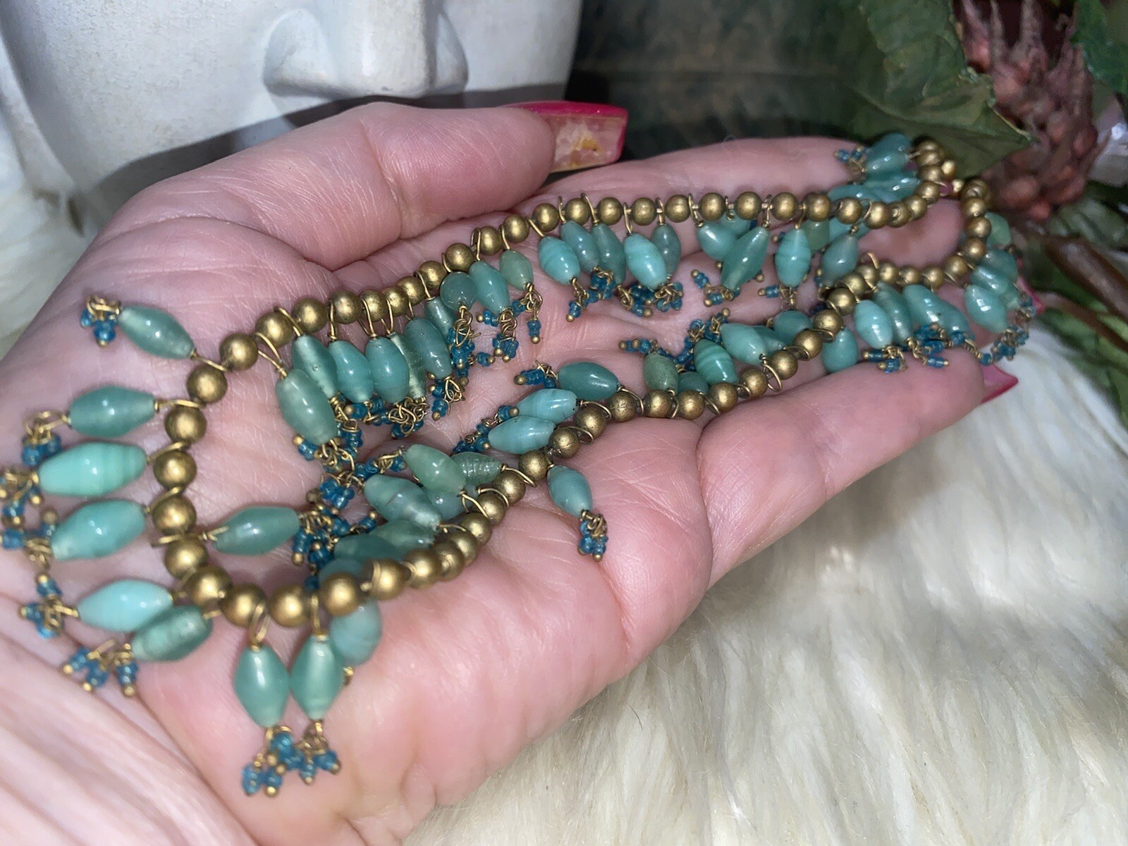 Louis Rousselet Confirmed Deco Art Nouveau Influence Glass Necklace!! B1