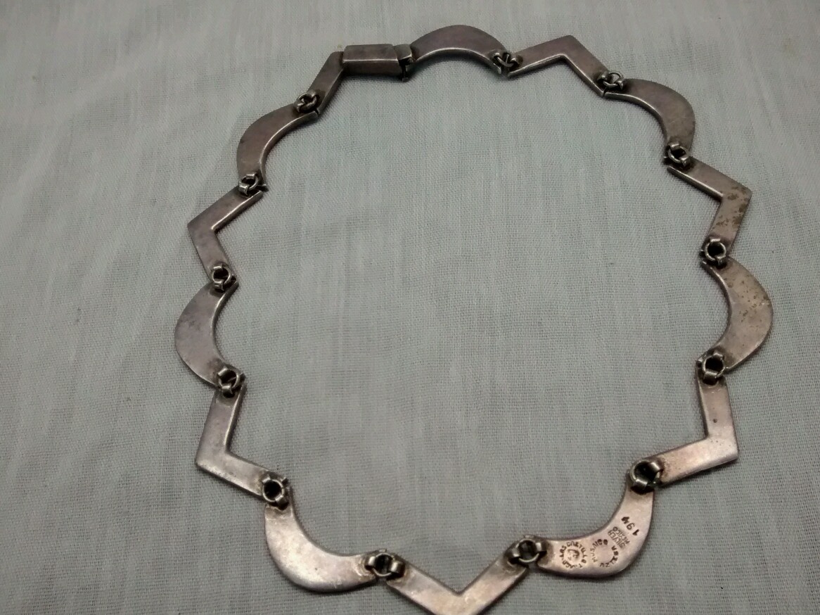 Pretty vintage Los Castillo Taxco sterling 925 turquoise inlay links necklace