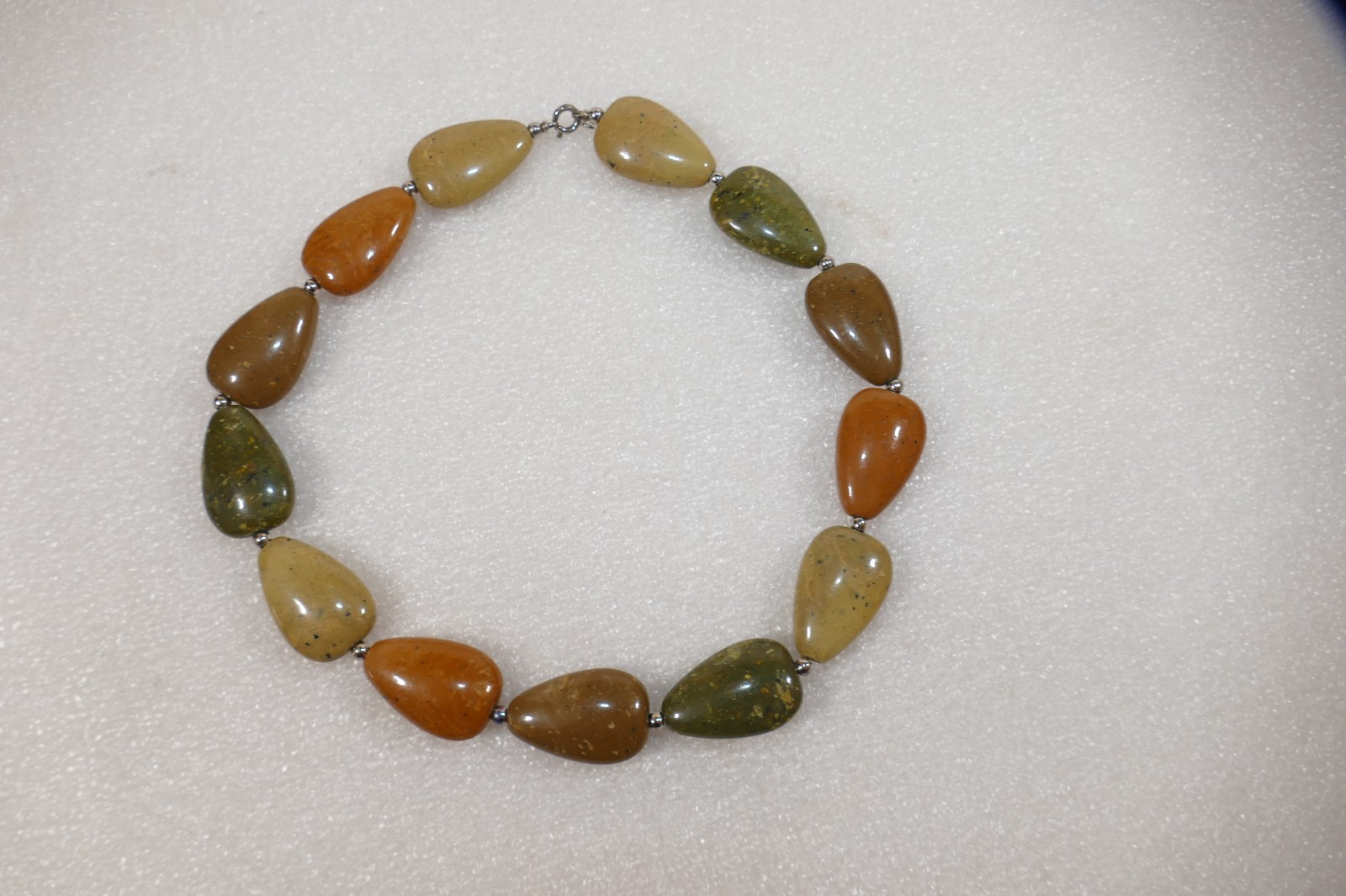 Faux Polished Jasper Gemstones Fashion Statement Choker Necklace Earthtones