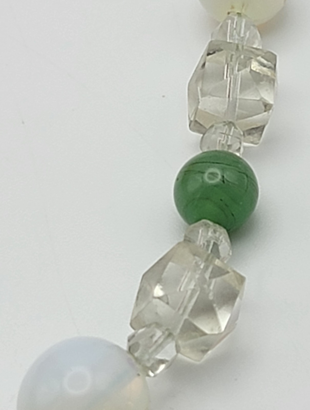 Multicolor Beaded Necklace Opalite Glass And Faceted Crystal Beads 19 in France