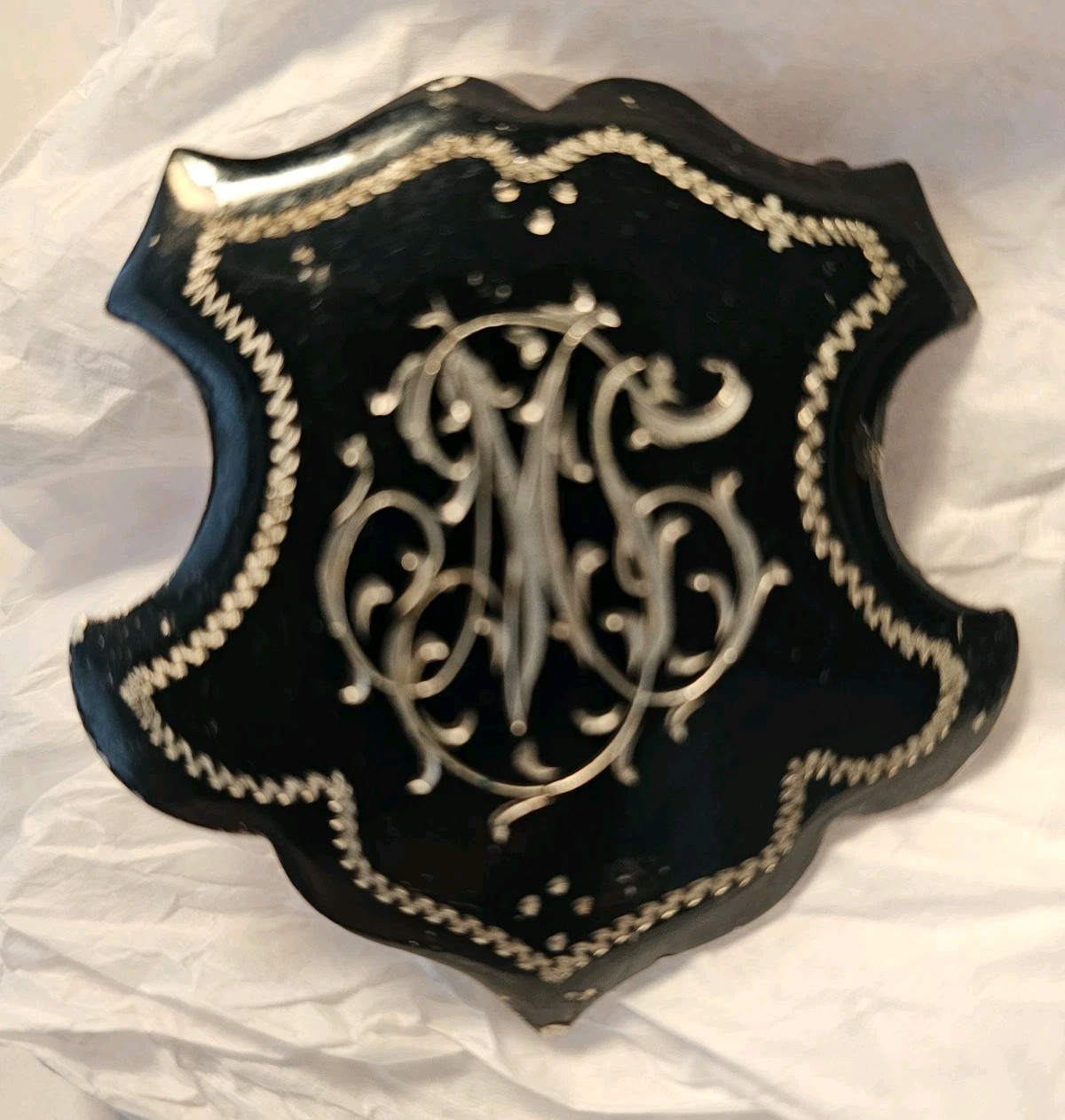 Antique Victorian Black Mourning Jewelry Lot (3) Brooch Pins Gutta Percha Enamel