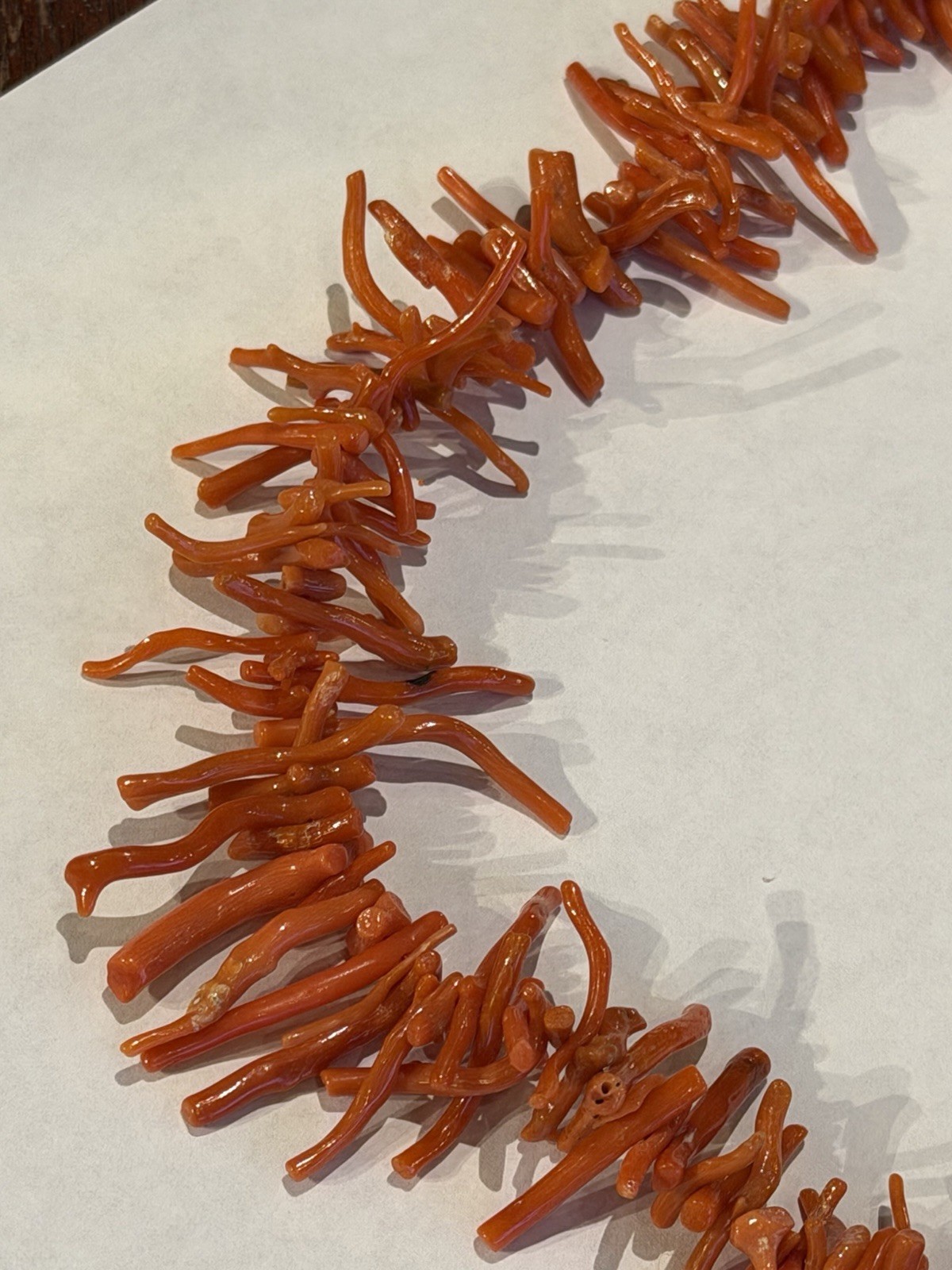 Vintage Genuine Branch Coral Necklace Strand 17” Silver Clasp