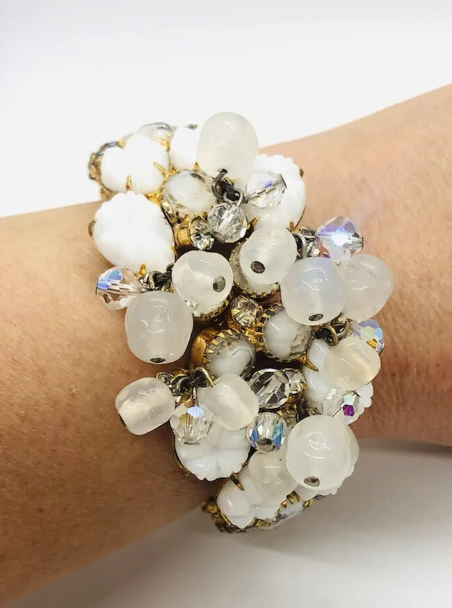 JULIANA Delizza & Elster 3pc Demi Parure Molded Glass Givre Rhinestone Cha Cha