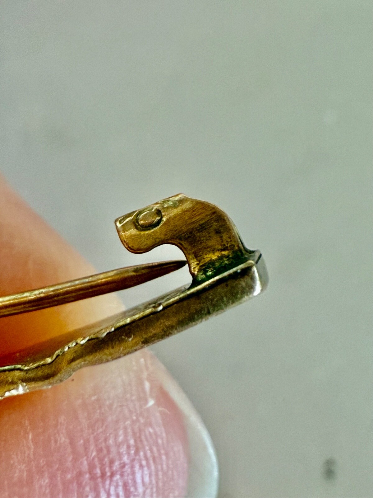 Etched gold or gold-filled baby beauty Victorian Edwardian safety clasp pin