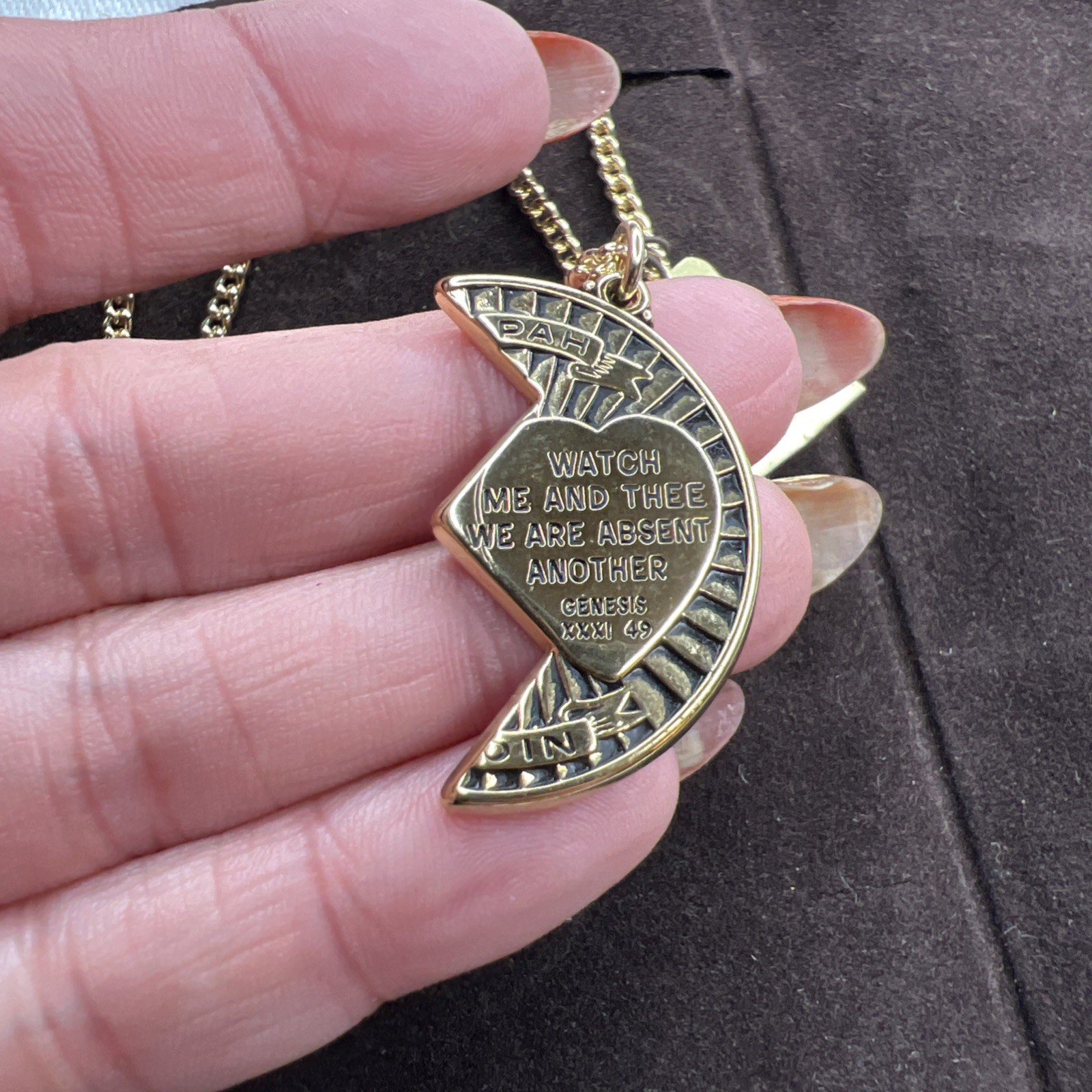 VTG NWT Swank Mizpah Coin Couple Lovers Necklace 2 Pc Matching Set Blessing Love