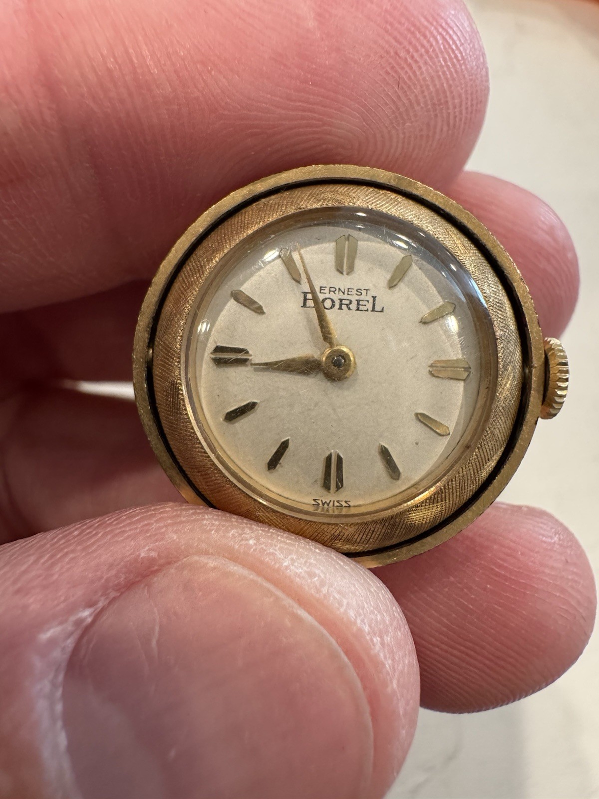 RARE SWISS ERNEST BOREL BALL SHAPED LADIES WATCH PENDANT-Manual Wind Working